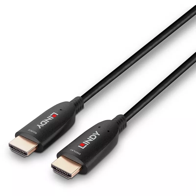Lindy 15m hibridinis šviesolaidinis HDMI 8K60 laidas, 15 m, HDMI A tipo (standartinis), HDMI A tipo (standartinis), 48 Gbit/s, juodas