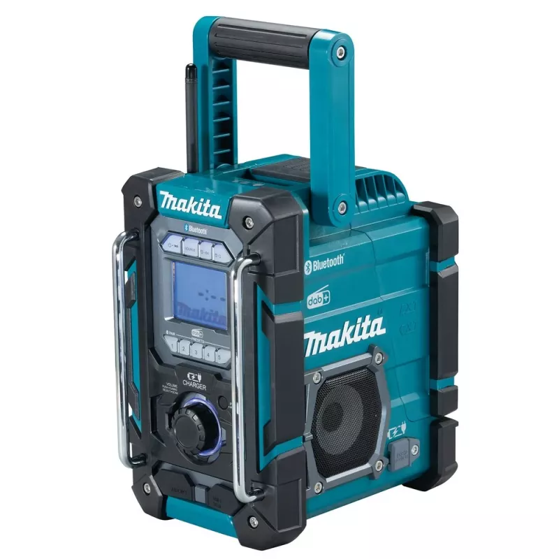 Nešiojamas radijas Makita DMR301 — DAB/DAB+/FM/AM, USB-A, 18V Li‑Ion, atsparus vandeniui