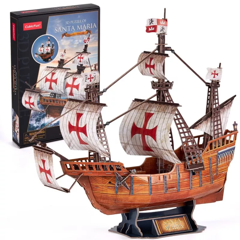 3D dėlionė CubicFun Santa Maria modelis 306-T4038H — kartoninis laivo rinkinys, mastelis nenurodytas