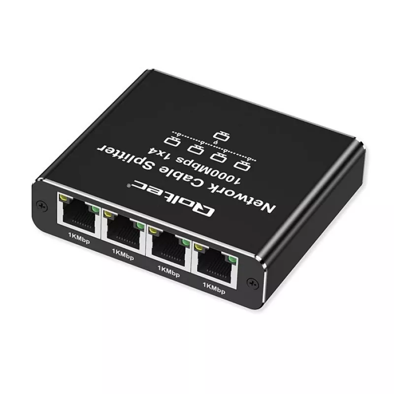 Ethernet mini jungiklis QOLTEC 52293 1x4 RJ45, 1 įėjimo 4 išėjimų nevaldomas tinklo skirstytuvas