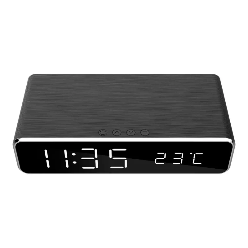 Skaitmeninis žadintuvas GEMBIRD DAC-WPC-01 su LCD ekranu, juodas aliuminio korpusas, maitinamas iš kintamosios srovės tinklo