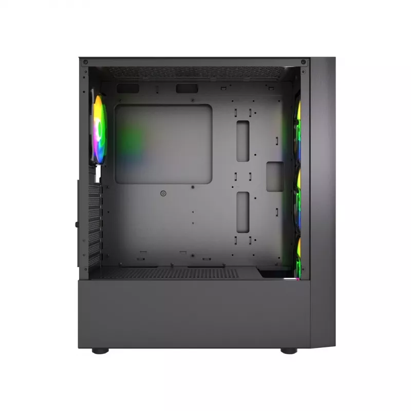 PC korpusas GEMBIRD Fornax 4300 Midi Tower ATX, grūdintas stiklas, 2x3,5 colio skyriai, 3x2,5 colio skyriai, ARGB ventiliatorių palaikymas, USB 3.2 Gen1