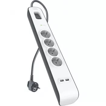 Maitinimo šakotuvas Belkin 525J su 4 Schuko lizdais ir 2 USB-A prievadais, 2 m kabelis