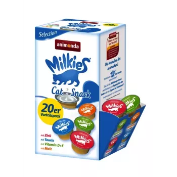 Sausi kačių skanėstai animonda Milkies 15 g — suaugusioms katėms skirtas skanėstas, 15 g maišelis