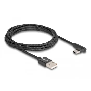 DeLOCK USB 2.0 laidas Type-A kištukas į USB Type-C kištuką kampuotas 2 m juodas