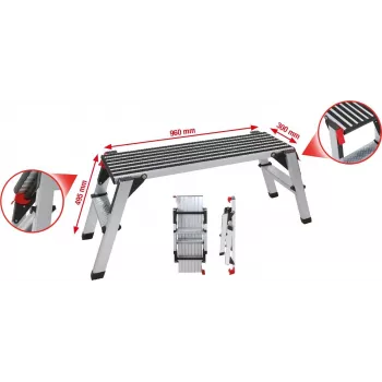 Saugos platforma aliuminio KS TOOLS 800.0960 1000×405×480 mm
