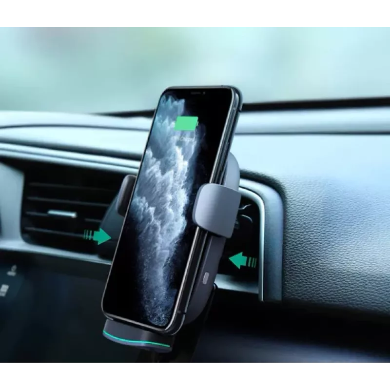 Belaidis įkrovimo telefono laikiklis Aukey HD-C52 — Qi suderinamas reguliuojamo kampo automobilinis telefono laikiklis su belaidžiu įkrovimu