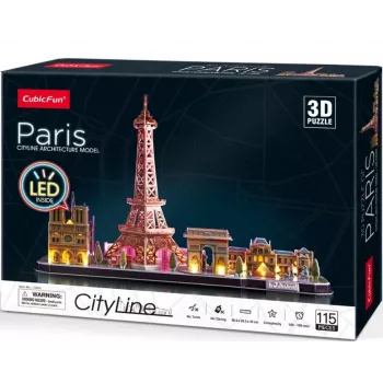 3D Puzzle CubicFun City Line Paris LED 115 vnt.