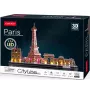 3D Puzzle CubicFun City Line Paris LED 115 vnt.