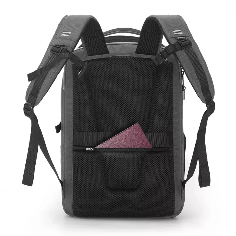 Kuprinė XDDESIGN Bizz pilka P705.932 — atspari vandeniui, lengva miesto kuprinė