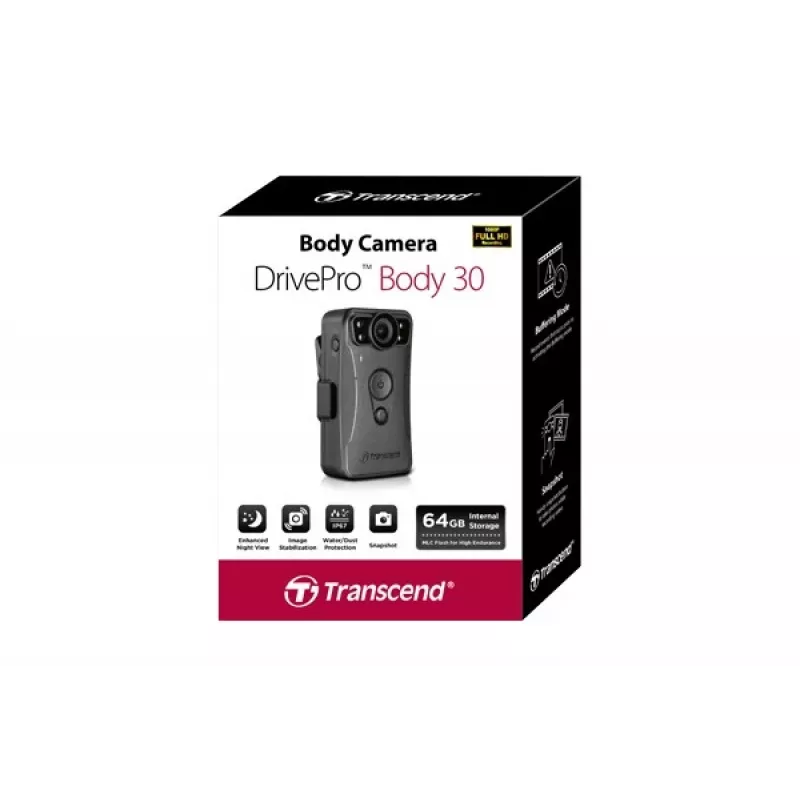 Transcend DrivePro Body 30 ant kūno nešiojama kamera, Full HD, Wi-Fi, 130 g