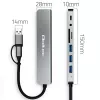 QOLTEC USB-C šakotuvas 4x USB + SD/TF kortelių skaitytuvas modelis 53794