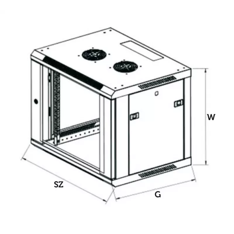 Wall mounted rack Extralink 6U 600x600 Juoda
