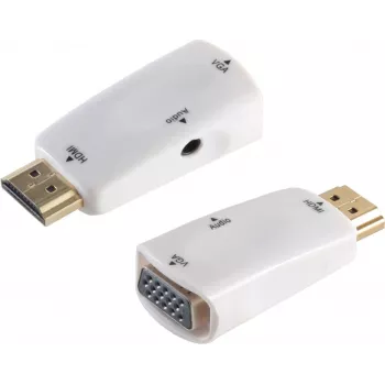 Adapterių laidas / S/CONN 10-01001 HDMI Type A VGA D-Sub 3.5mm baltas
