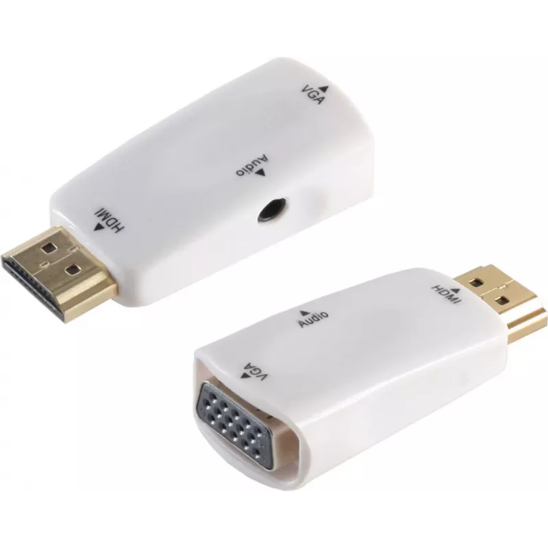 Adapterių laidas / S/CONN 10-01001 HDMI Type A VGA D-Sub 3.5mm baltas