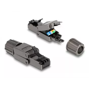 Tinklo kabelis DeLOCK RJ45 kištukas Cat.8.1 STP be įrankių juodas