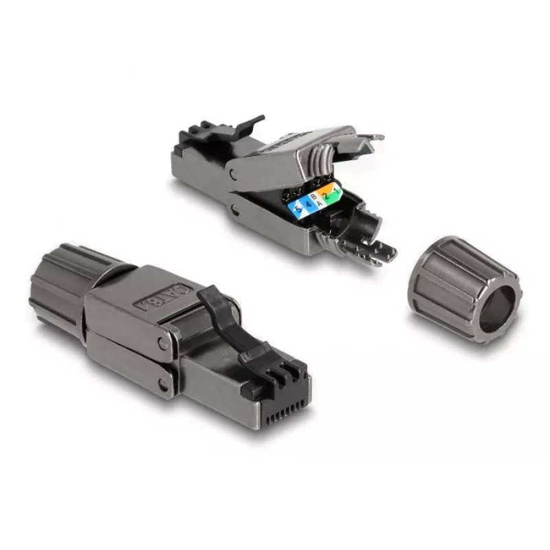 Tinklo kabelis DeLOCK RJ45 kištukas Cat.8.1 STP be įrankių juodas