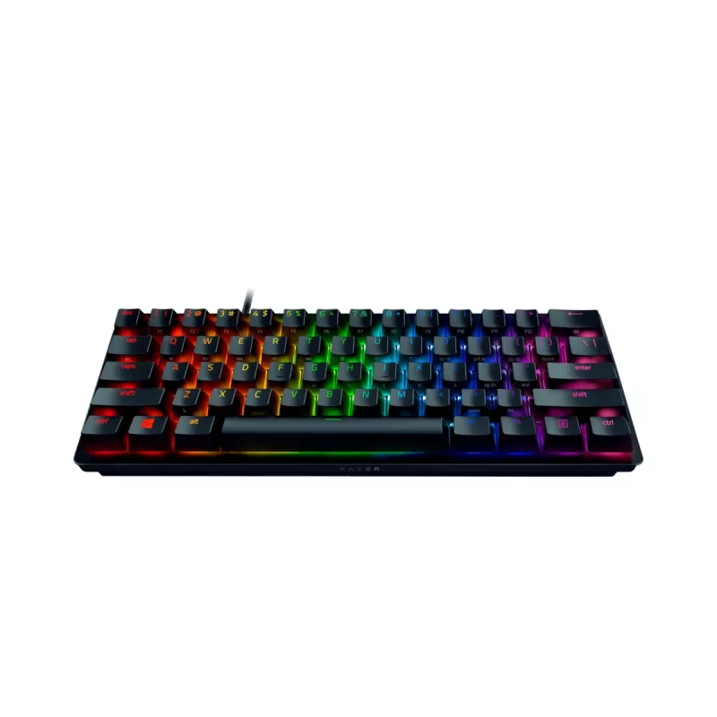 Razer Huntsman Mini 60% žaidimų klaviatūra su optomechaniniais violetiniais jungikliais, RGB LED apšvietimu, NORD išdėstymu, laidinė