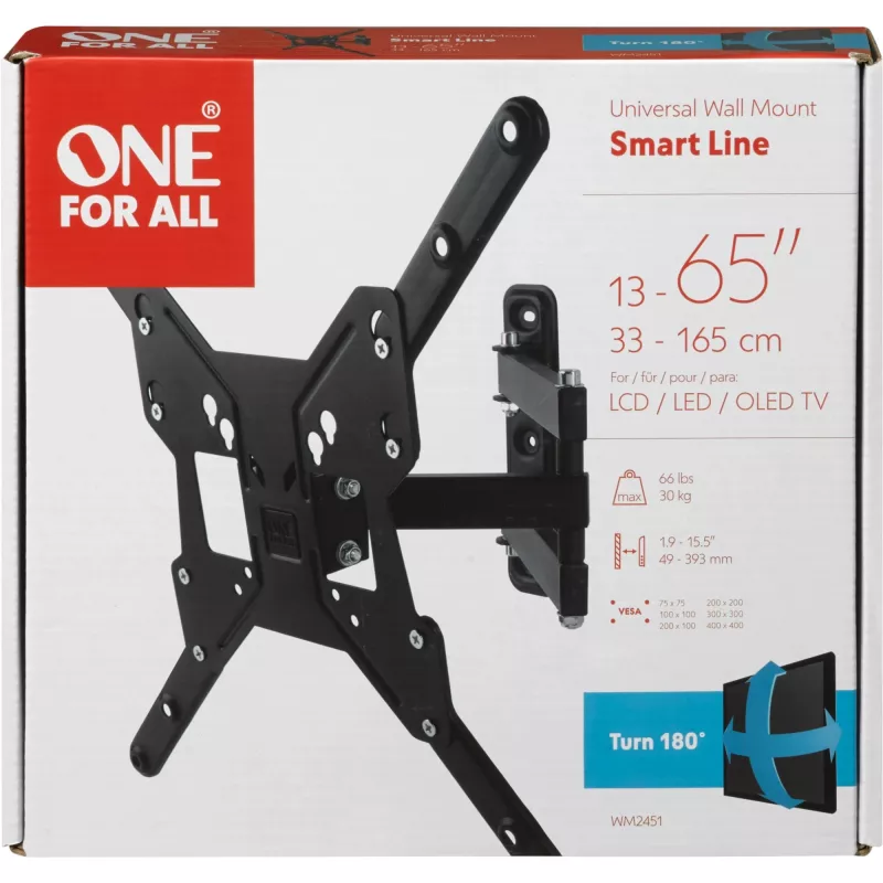 Universal Electronics One For All Smart WM 2451 - laikiklis - plokščiaekraniui - ekrano dydis: 33-140 cm (13-55) - sieninis laikiklis (WM2451)