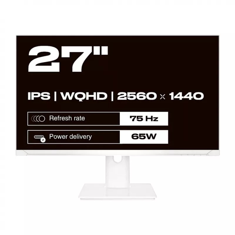 JAPANNEXT WQHD Monitorius 68,6 cm (27 inch) 2560x1440 pikselių, IPS skydelis, 8 ms, 75 Hz, AMD FreeSync, HDMI, DisplayPort (JN-IPS270WQHD75F-C65W-HSP-W)