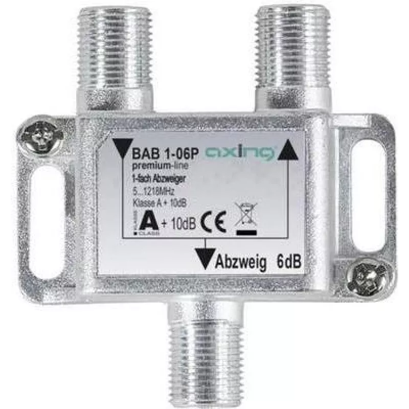 axing BAB 1-06P - Kabelių skirstytuvas - 5 - 1218 MHz - Pilka - A - 6 dB - F