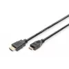 Digitus ASSMANN - Vaizdo / garso kabelis - HDMI - 30 AWG - Mini-HDMI, 19 kontaktų (V) - HDMI, 19 kontaktų (V) - 3 m - Dviguba izoliacija - Juoda (AK-330106-030-S)