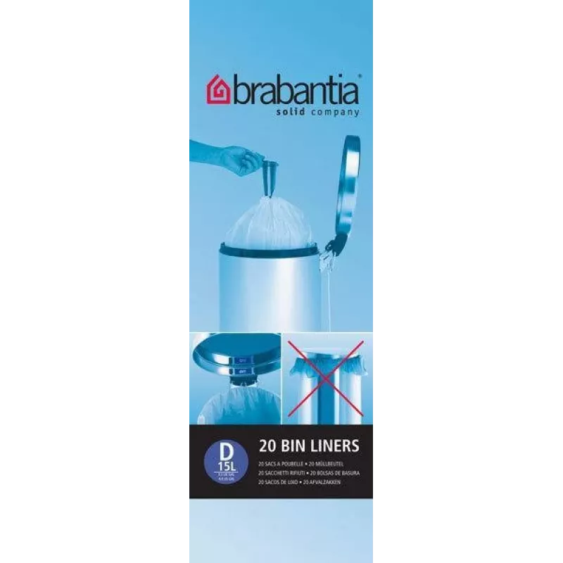 Brabantia PerfectFit šiukšlių maišai, D tipas, 15–20 l, 20 maišelių