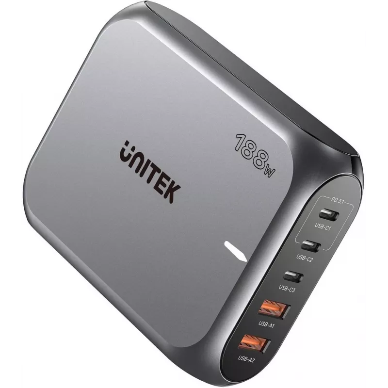 Maitinimo įkroviklis Unitek P1234AGY01-EU 2×USB-A, 3×USB-C, 188W