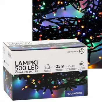 LED girliandos Extralink 500 LED įvairiaspalvės, 25 m, vidaus/lauko, modelis EX.73318
