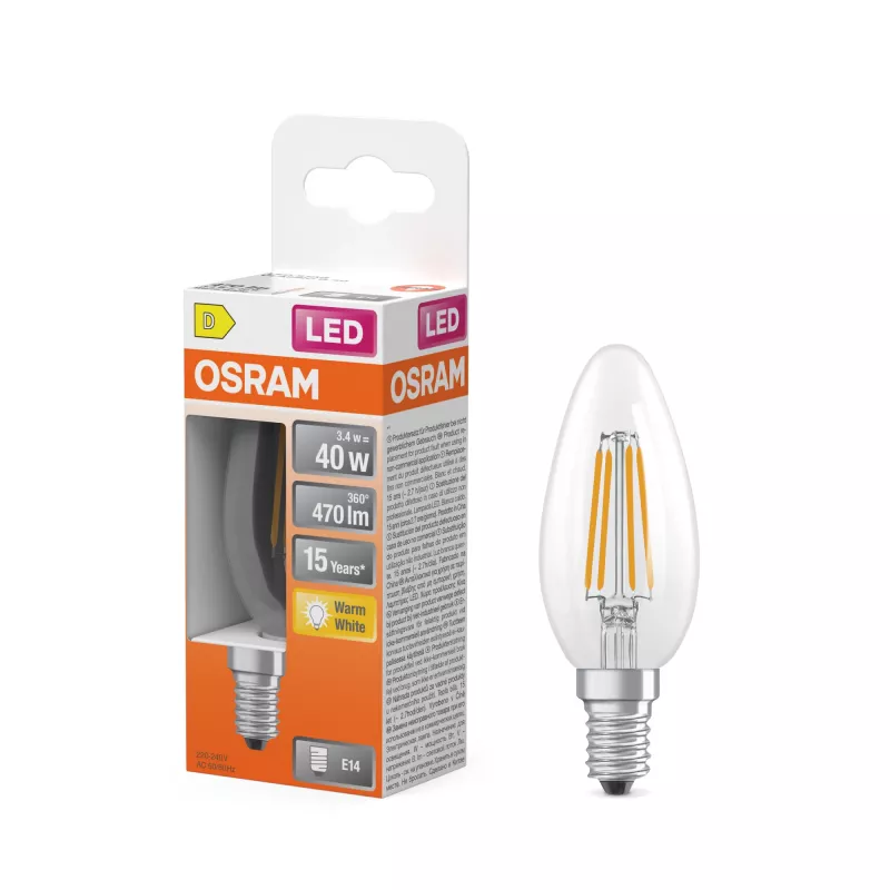 Osram Parathom Classic Filament | E14 | 3,4 W | Šilta balta