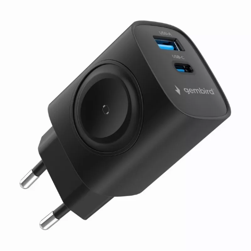USB-A USB-C įkroviklis 20W PowerDelivery Quick Charge 3.0, juodas