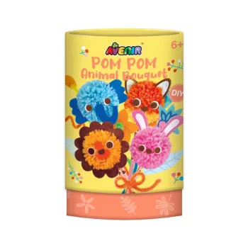 Kūrybinis rinkinys MG DYSTRYBUCJA Pom Pom Bouquet Animals CH231927 — rankdarbių rinkinys su pom-pomais ir priedais