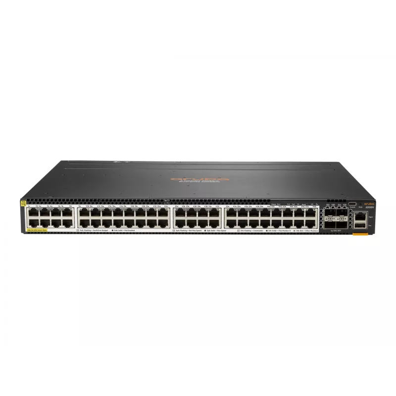 Hewlett Packard Enterprise HPE Aruba 6300M - Switch - L3 - valdomas - 48 x 100/1000/2,5G/5G (PoE+) + 4 x 1 Gigabit / 10 Gigabit / 25 Gigabit / 50 Gigabit SFP56 (Uplink / Stacking) -