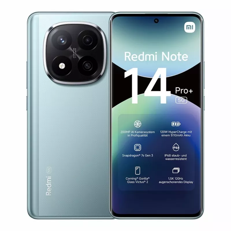 Išmanusis telefonas Xiaomi Redmi Note 14 Pro+ 5G — 6,67 col. AMOLED, 8 GB RAM, 256 GB, 200 MP, IP68, 5110 mAh