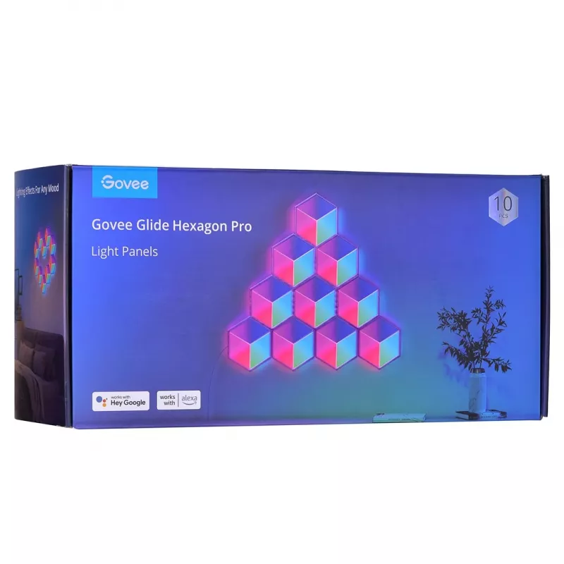 LED išmanioji panelė Govee B6066 Hexa Pro RGBIC Bluetooth Wi‑Fi 10 vnt.