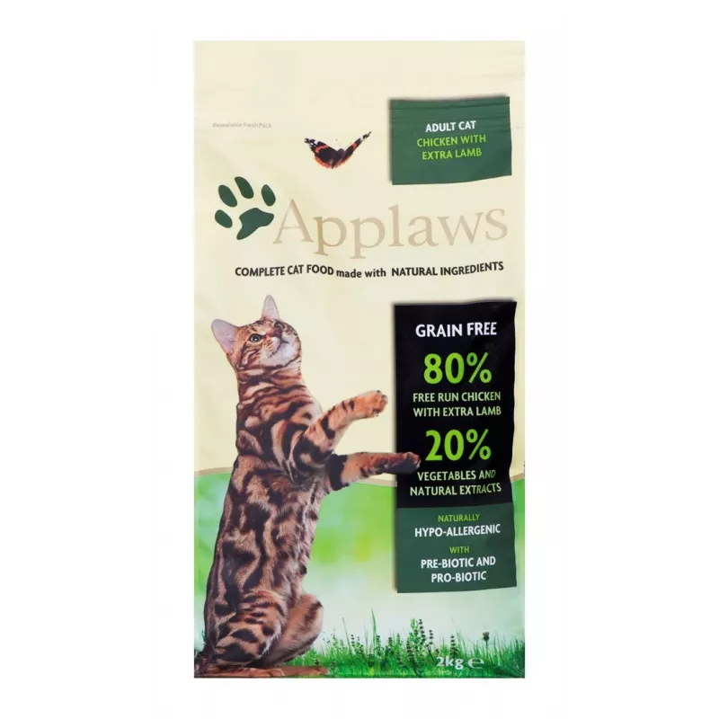 Sausas kačių maistas Applaws Adult Chicken & Lamb 2 kg — be grūdų, 36% baltymų, 16% riebalų