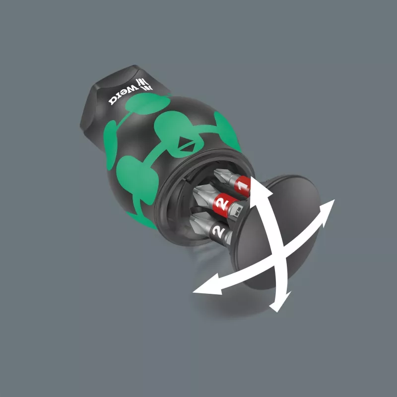 Wera Kraftform compact Stubby Magazin 2 kelių antgalių atsuktuvas tiesusis