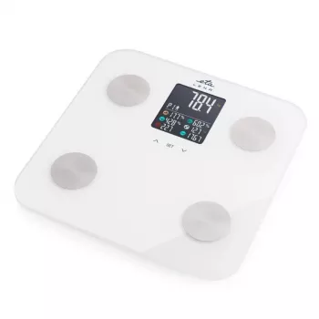 Asmeninės svarstyklės ETA | ETA378190000 Lena | Maksimalus svoris (talpa) 180 kg | Tikslumas 100 g | Kūno masės indekso (KMI) matavimas | Balta