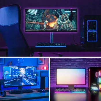 LED juosta Vention PAAWH 2 m USB 5V RGB su IR nuotolinio valdymo pulteliu, 30 šviesos diodų, dvipusė juosta