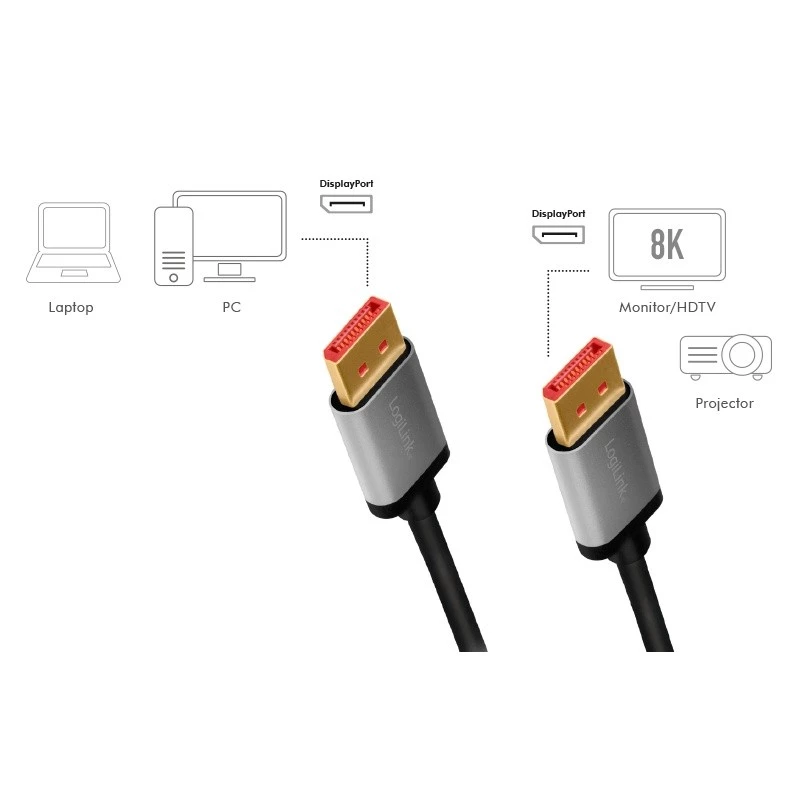 LogiLink CDA0106 DisplayPort laidas juodas pilkas 3 m