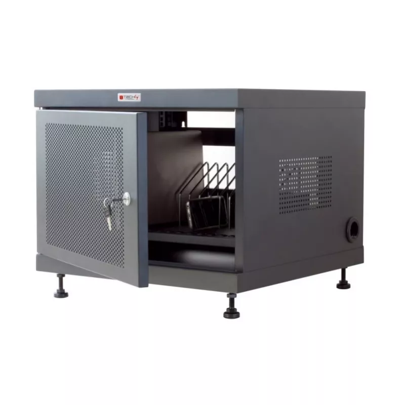 Stovo lentyna TECHLY 367652 kabelių tvarkyklė su 3M lipniu montavimu, plieninė, 550×550×410 mm, juoda