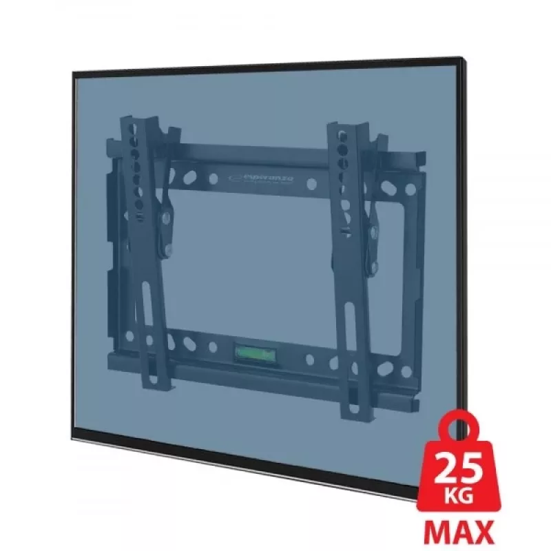 Sieninis TV laikiklis ESPERANZA ERW010 14 colių–50 colių (35.6–127 cm), pakreipimas 15°, VESA 75x75–200x200, maks. apkrova 25 kg, juodas