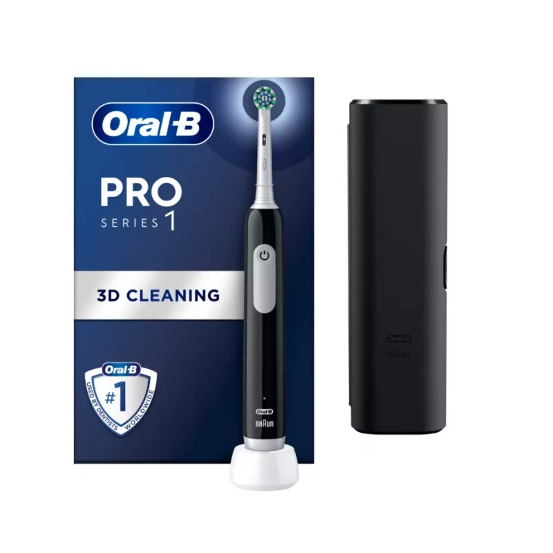 Oral-B PRO Series 1 suaugusiųjų besisukantis-svyruojantis dantų šepetėlis, juodas