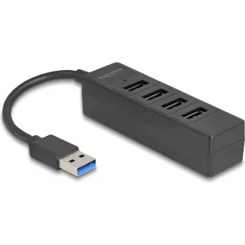 USB šakotuvas DELOCK 64350 — 4 prievadų USB 3.2 Gen 1 (Type-A), 5000 Mbit/s, 5 V/0,9 A, ABS, juodas