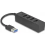 USB šakotuvas DELOCK 64350 — 4 prievadų USB 3.2 Gen 1 (Type-A), 5000 Mbit/s, 5 V/0,9 A, ABS, juodas