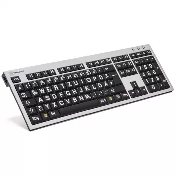 Klaviatūra Logickeyboard XLPrint Office USB QWERTZ vokiška aliumininė juoda