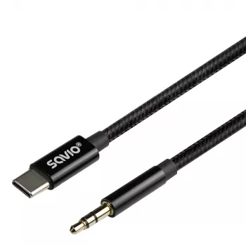 Garso kabelis Savio CL-188 2 m juodas USB-C į 3,5 mm laidas