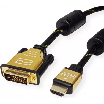 ROLINE 11.04.5896 Vaizdo kabelis-adapteris 1,5 m HDMI A tipo (standartinis) DVI-D juoda - auksinė (11.04.5896)