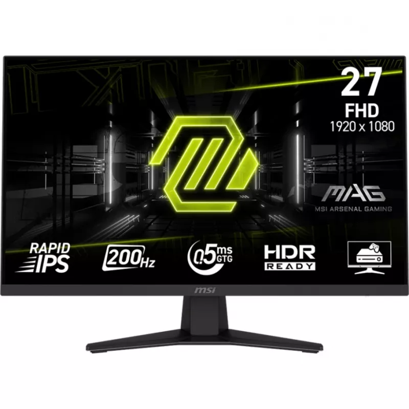 MSI MAG 274FDE Gaming Monitorius 68,6 cm (27 inch), juodas, FullHD, Rapid-IPS, HDR Ready, Adaptive-Sync, 200Hz skydelis (9S6-3CE41H-002)