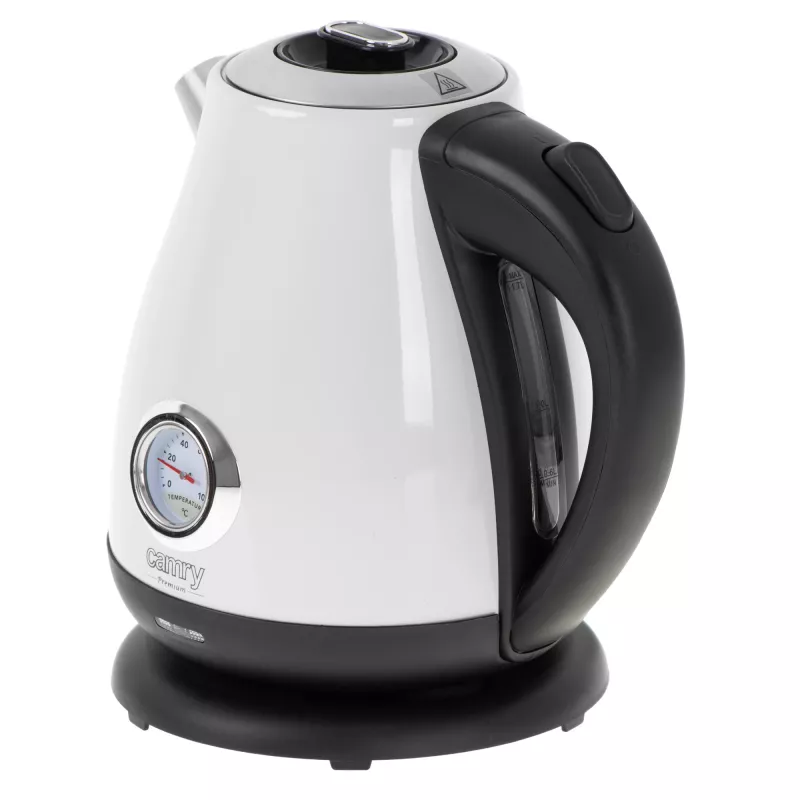 Elektrinis virdulys Camry CR 1344 — 1,7 l, 2200 W, nerūdijantis plienas, įmontuotas termometras, 360° pagrindas, baltas